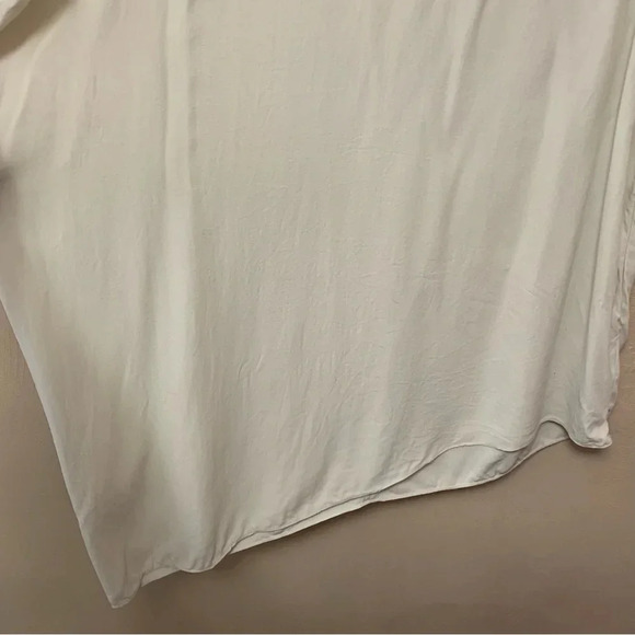 Eileen Fisher Silk Georgette Crepe U-Neck Side Drape Shell Top in Bone Size XL - Picture 5 of 9